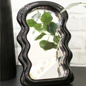 Black Wavy Tabletop Mirror